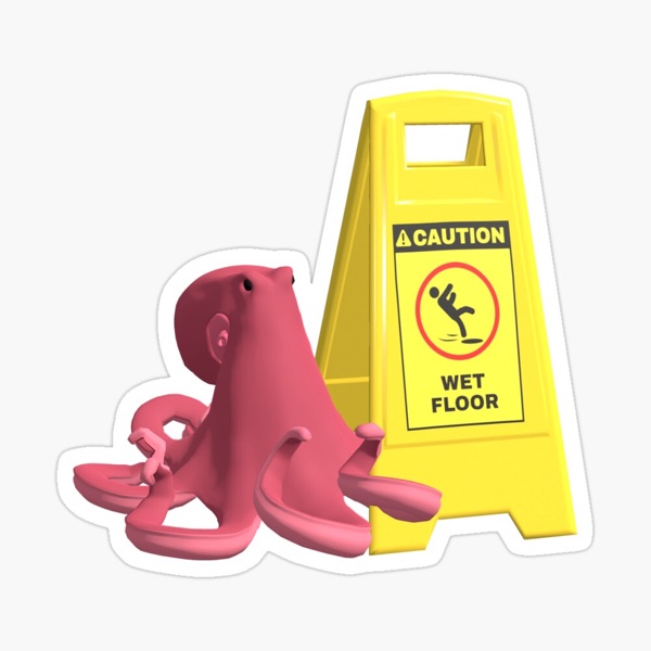 Wet floor octopus sticker